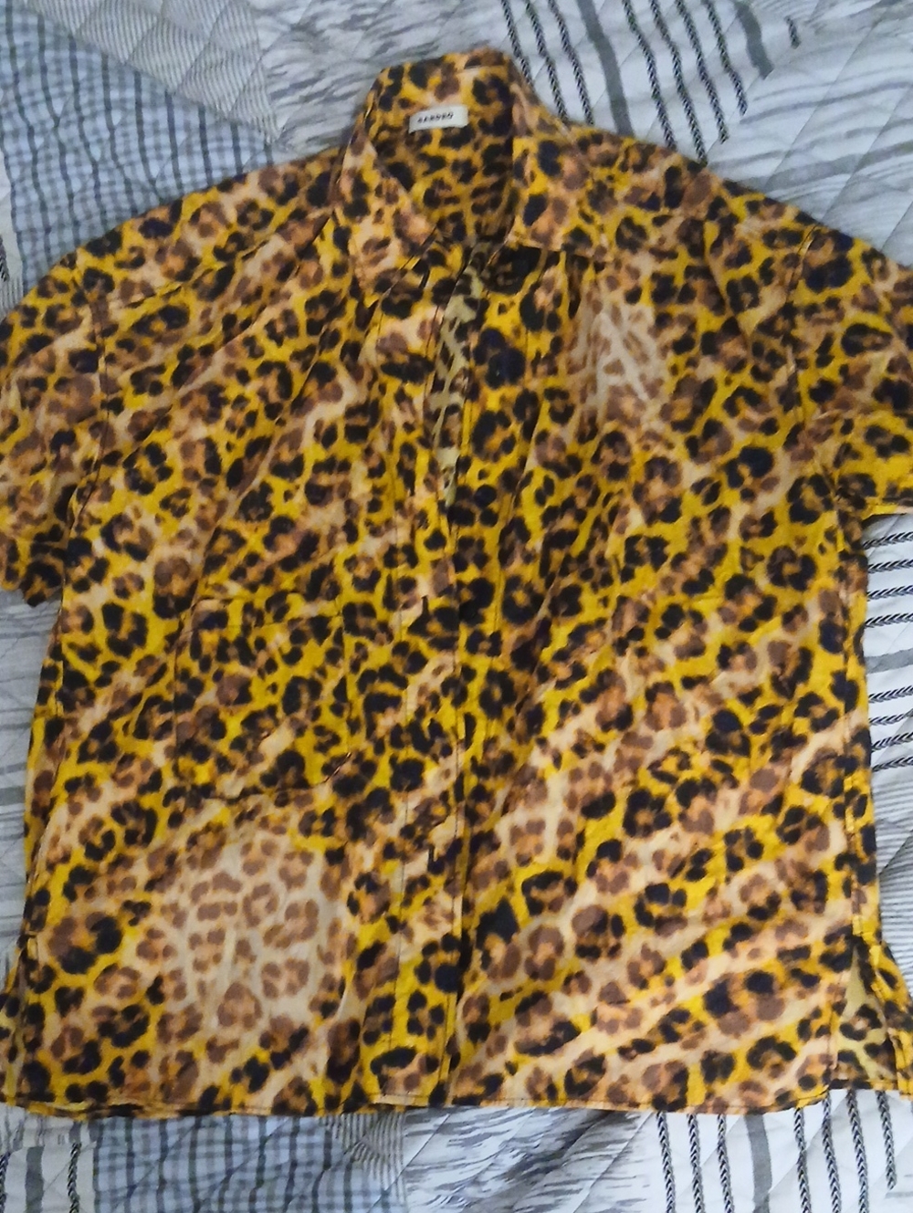 Sandro Unisex Leopard Print Short-Sleeve Shirt - Yellow/Brown -XL (Men's)